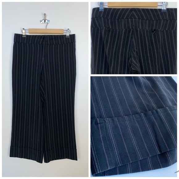 Y2K Odds & Evens Pink Pinstripe Wide Leg Cuffed Capri Size 9/10 - Picture 1 of 12